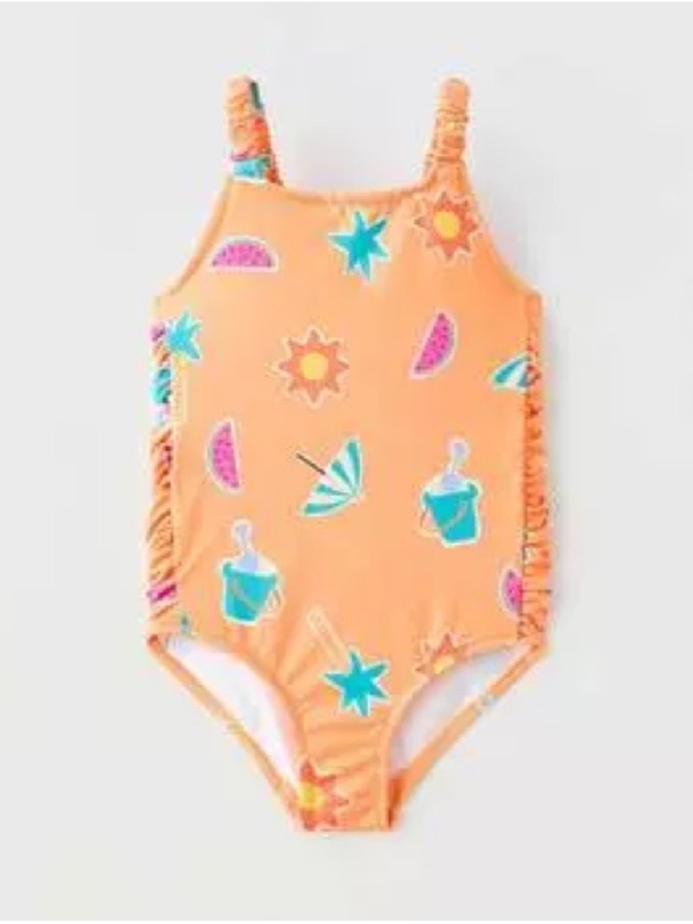 ZARA Girls Orange Swimsuit Watermelon Fruit Ice Pop Print Size 4-5